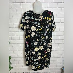 H&M women’s short sleeve Floral Black Dress/size 12